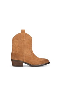 Cognac Suede Western Boots for Girls