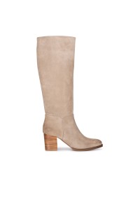 Beige Suede Knee-High Boots for Women