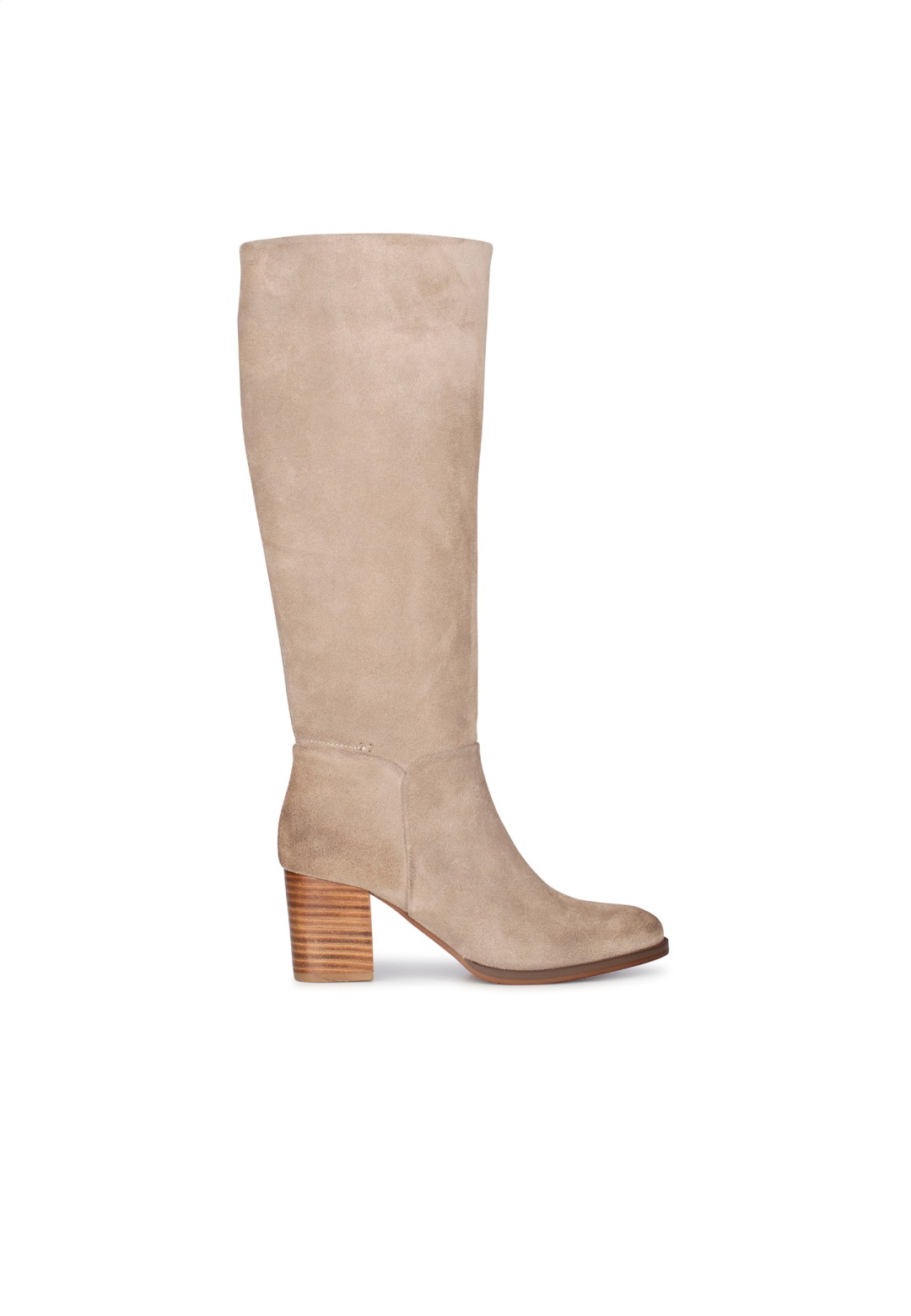 Beige Suede Knee-High Boots for Women