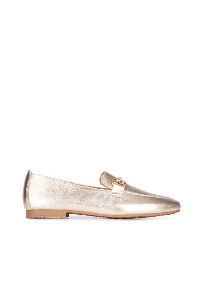 Gold Leather Women’s Loafers – Odette