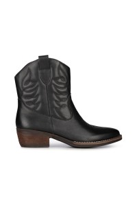 Black Leather Cowboy Boots for Women