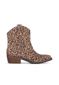 Leopard Print Suède Cowboylaarzen voor Dames