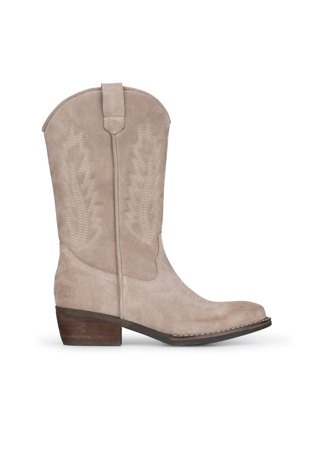 Beige Suede Western Boots for Women