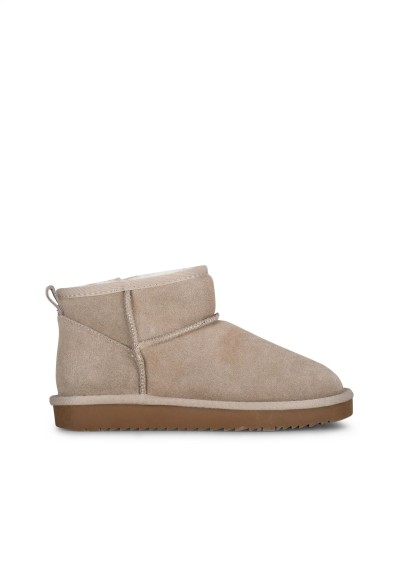 Beige Suède Enkelboots met Warme Voering voor Dames