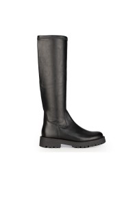 Black Leather Knee-High Boots for Women