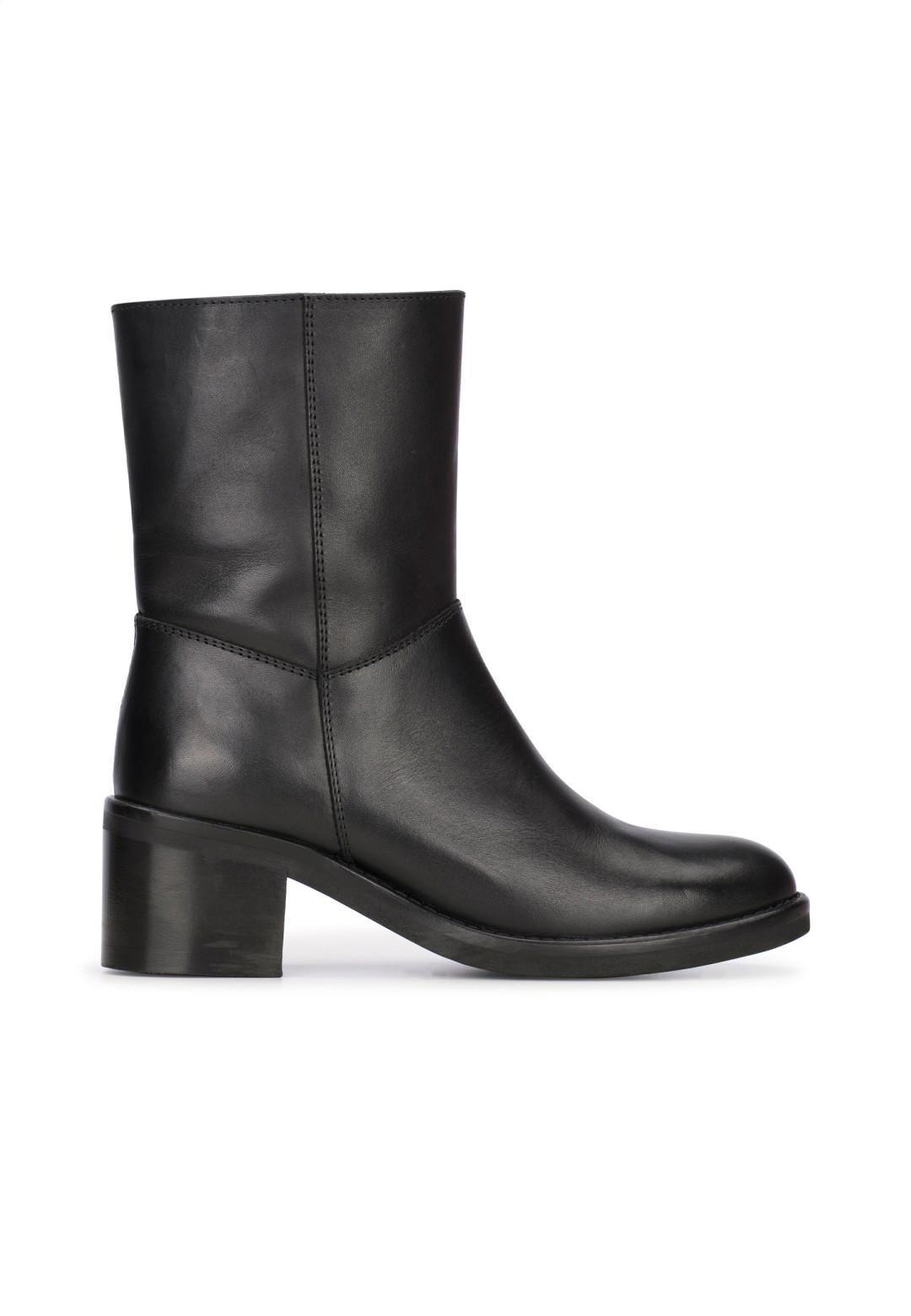 Black Leather Ankle Boots for Women