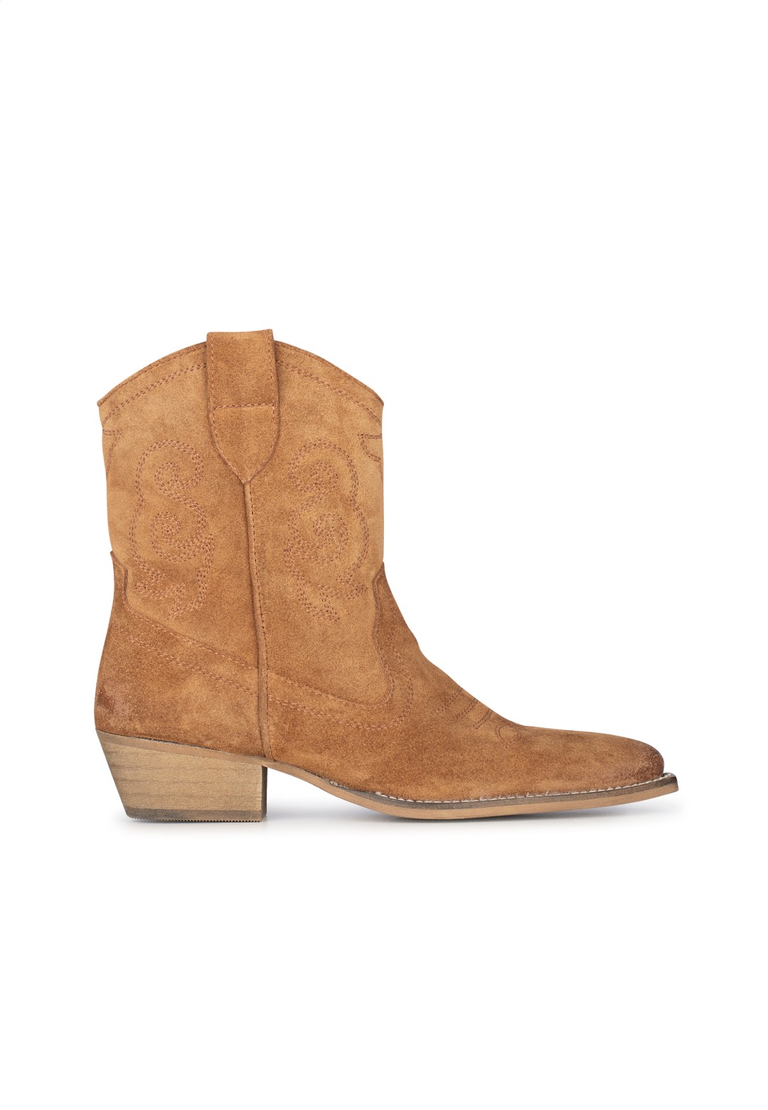 Cognac Suede Cowboy Boots for Women