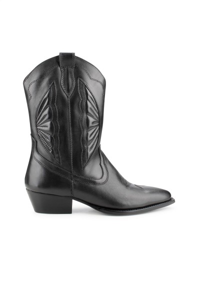 Black Leather Western Boots for Women