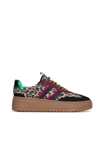 Leopard Print Suede and Leather Sneakers for Women