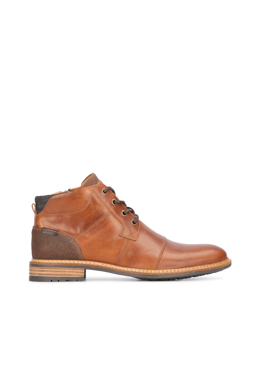 Cognac Leather Ankle Boots for Men