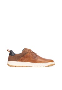 Cognac Leder-Schnürschuhe für Herren