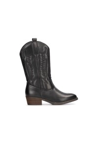 Girls’ Black Leather Cowboy Boots