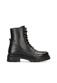 Schwarze Leder-Schnürboots für Damen