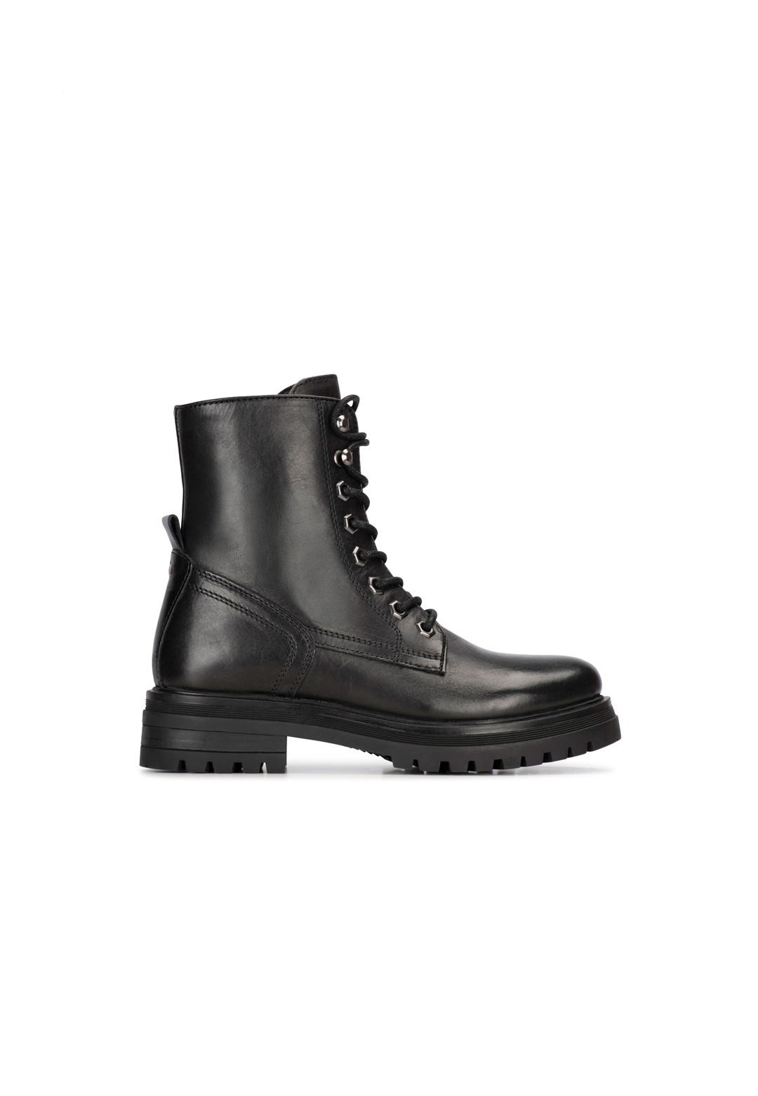 Schwarze Leder-Schnürboots für Damen