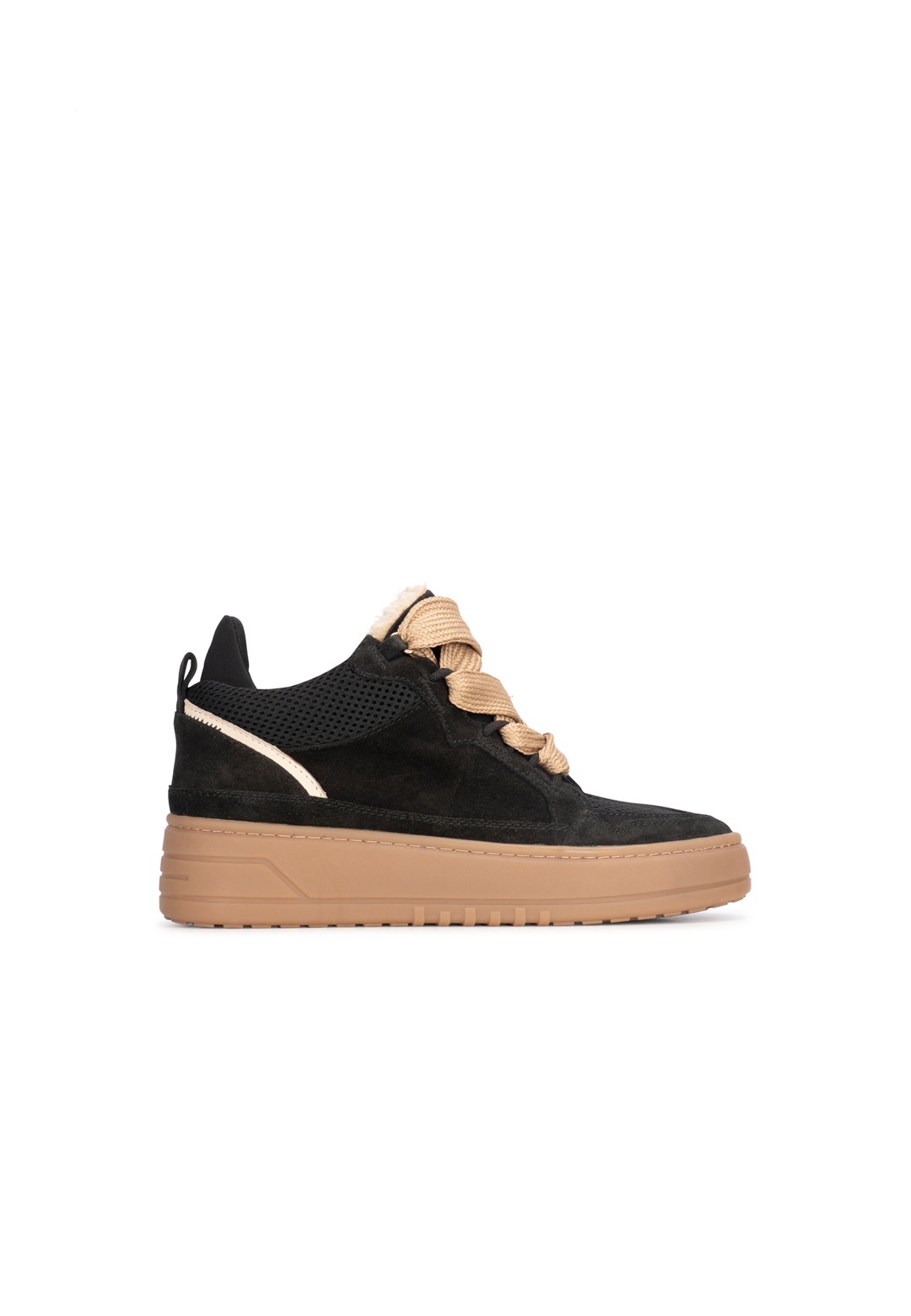 Black Suede Chunky Sneakers for Women