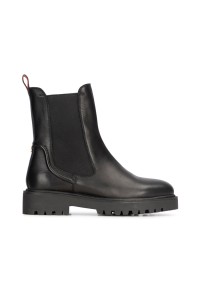 Black Leather Chelsea Boots for Women