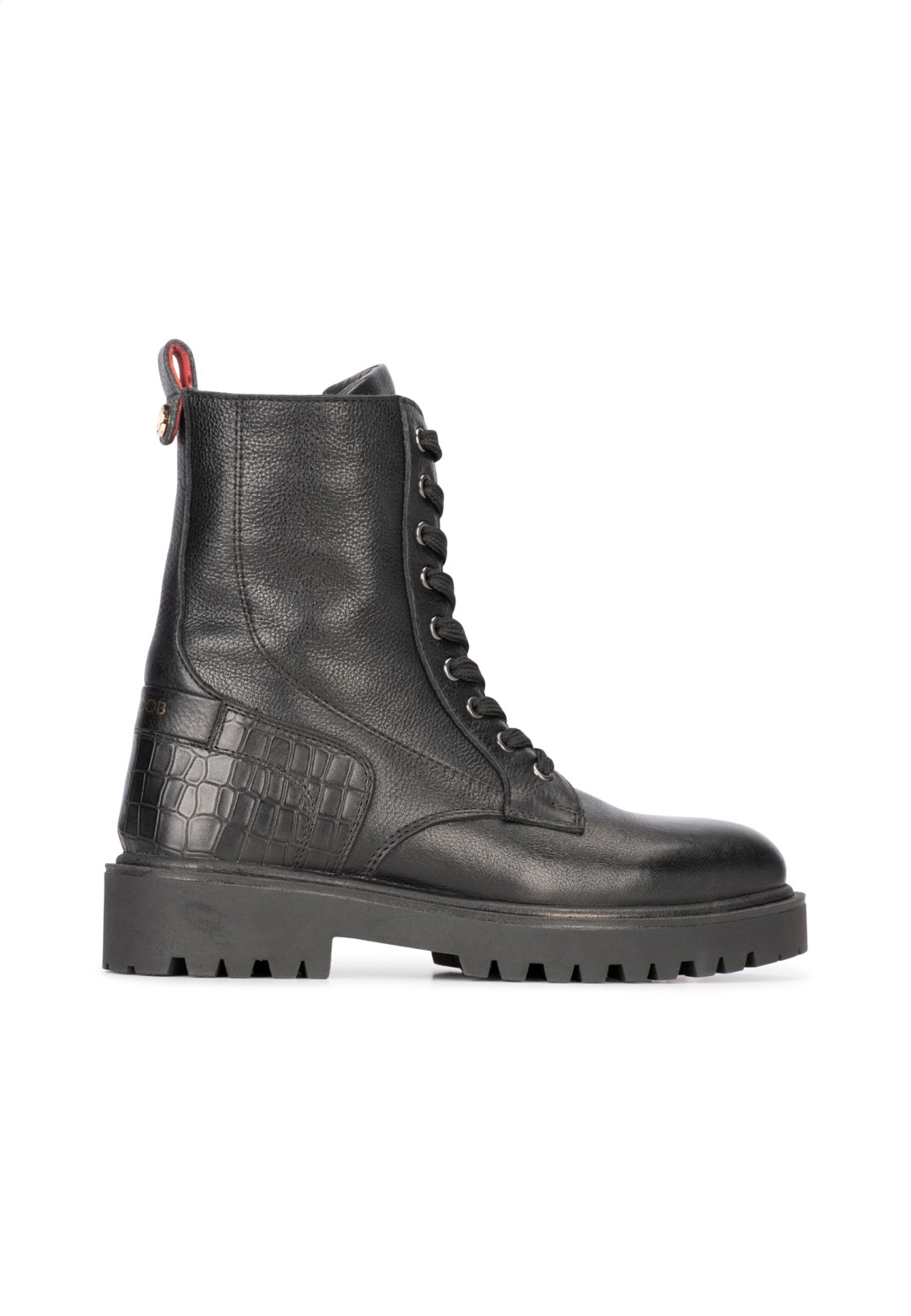 Zwarte Leren Veterboots voor Dames