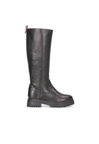 Black Leather Knee-High Boots for Women