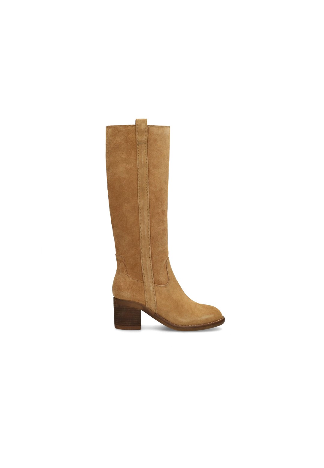 Cognac Wildleder-Kniestiefel für Damen