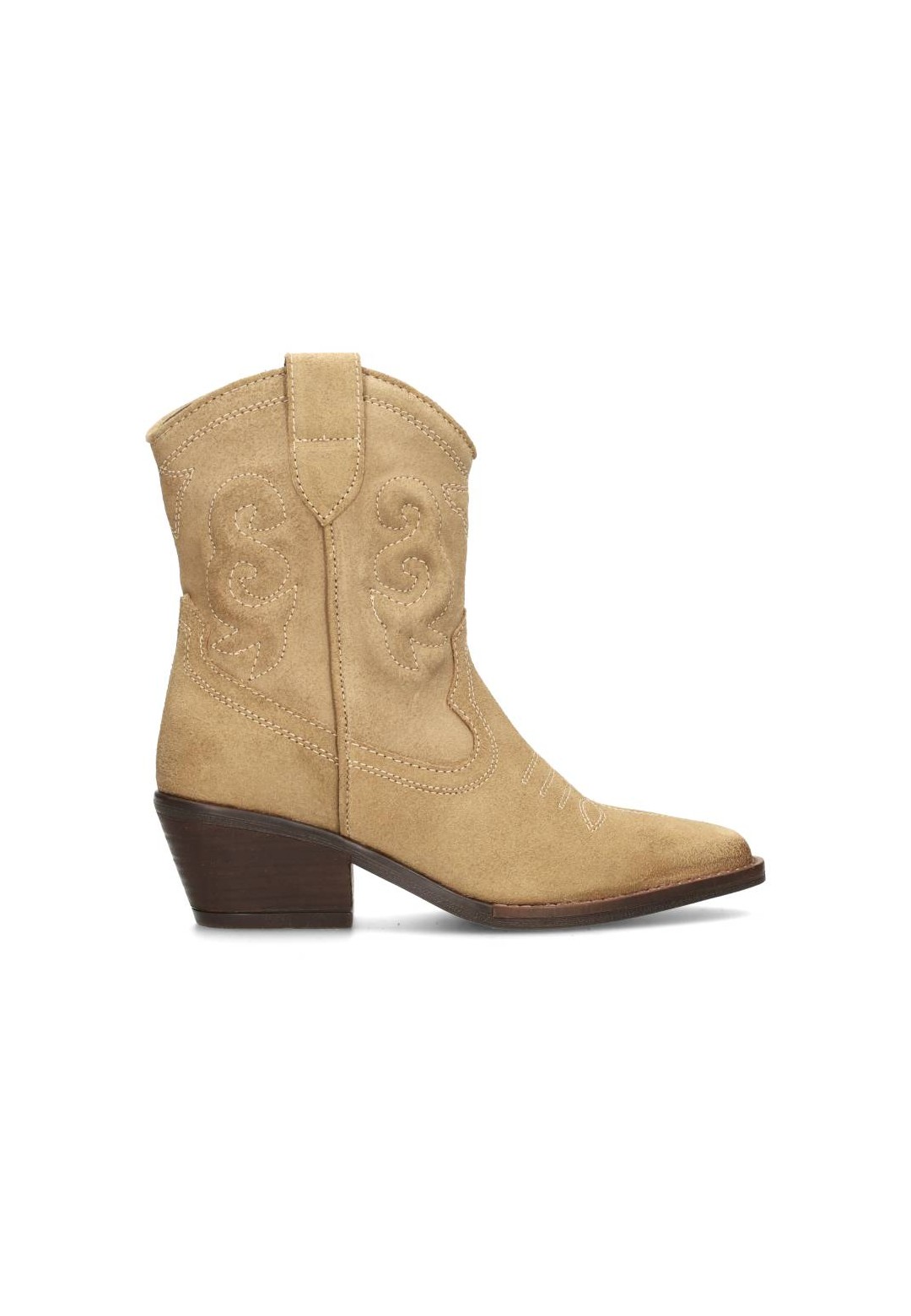 Beige Cowboystiefel aus Wildleder für Damen