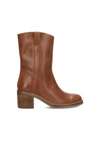 Cognac Damenstiefel aus Leder – Lina