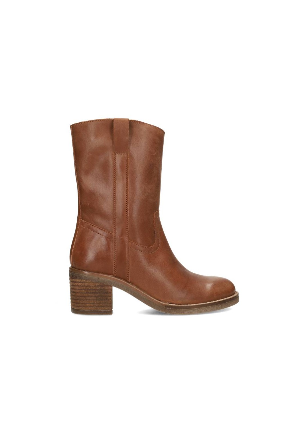 Cognac Damenstiefel aus Leder – Lina