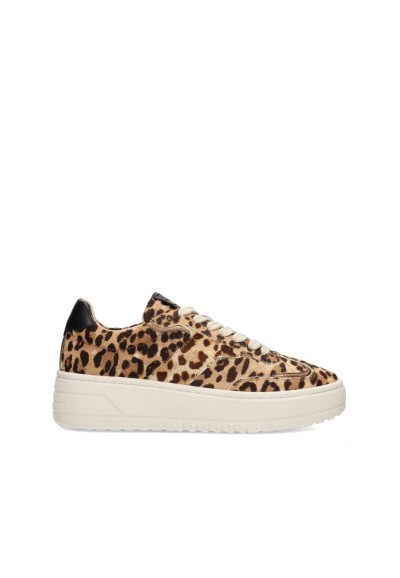 Leopard Print Leather Sneakers for Women