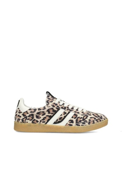 Leopard Print Leather and Suede Sneakers for Women