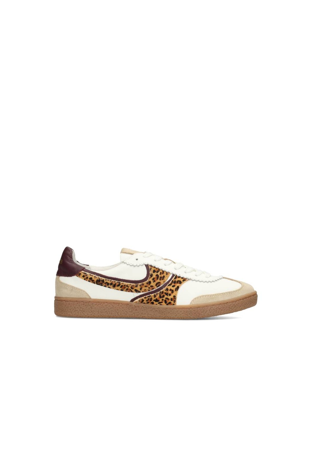 White Sneakers with Suede and Leopard Print Details for Women