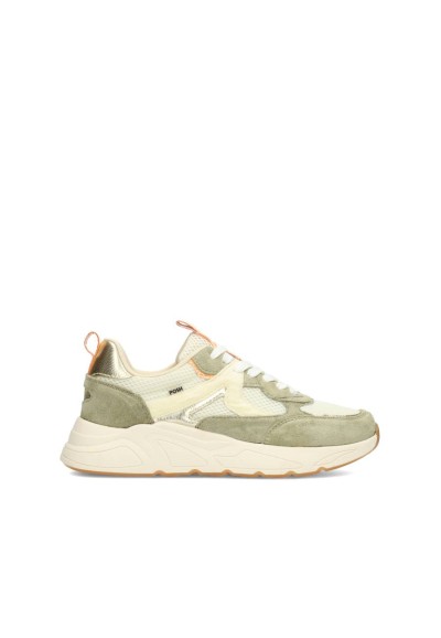 Green Color Women's Sneakers by Imitation Suede