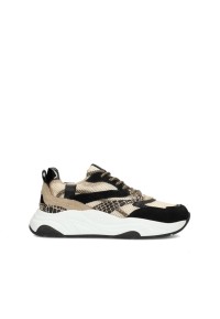 Beige and Black Sneakers for Women