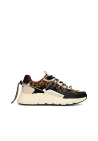 POSH by Poelman CARI dames sneaker van imitatieleer en imitatiesuède met panterprint – zijaanzicht