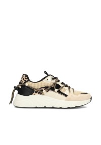 POSH by Poelman CARI dames sneaker in beige met panterprint – zijaanzicht