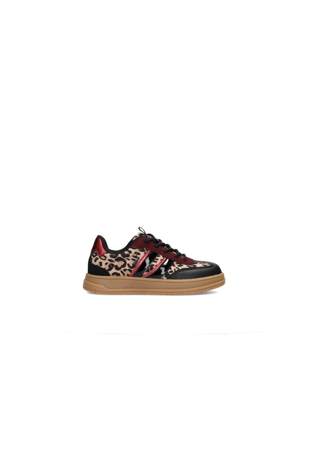 POSH by Poelman NALA girls' sneaker with leopard print and red accents – side view