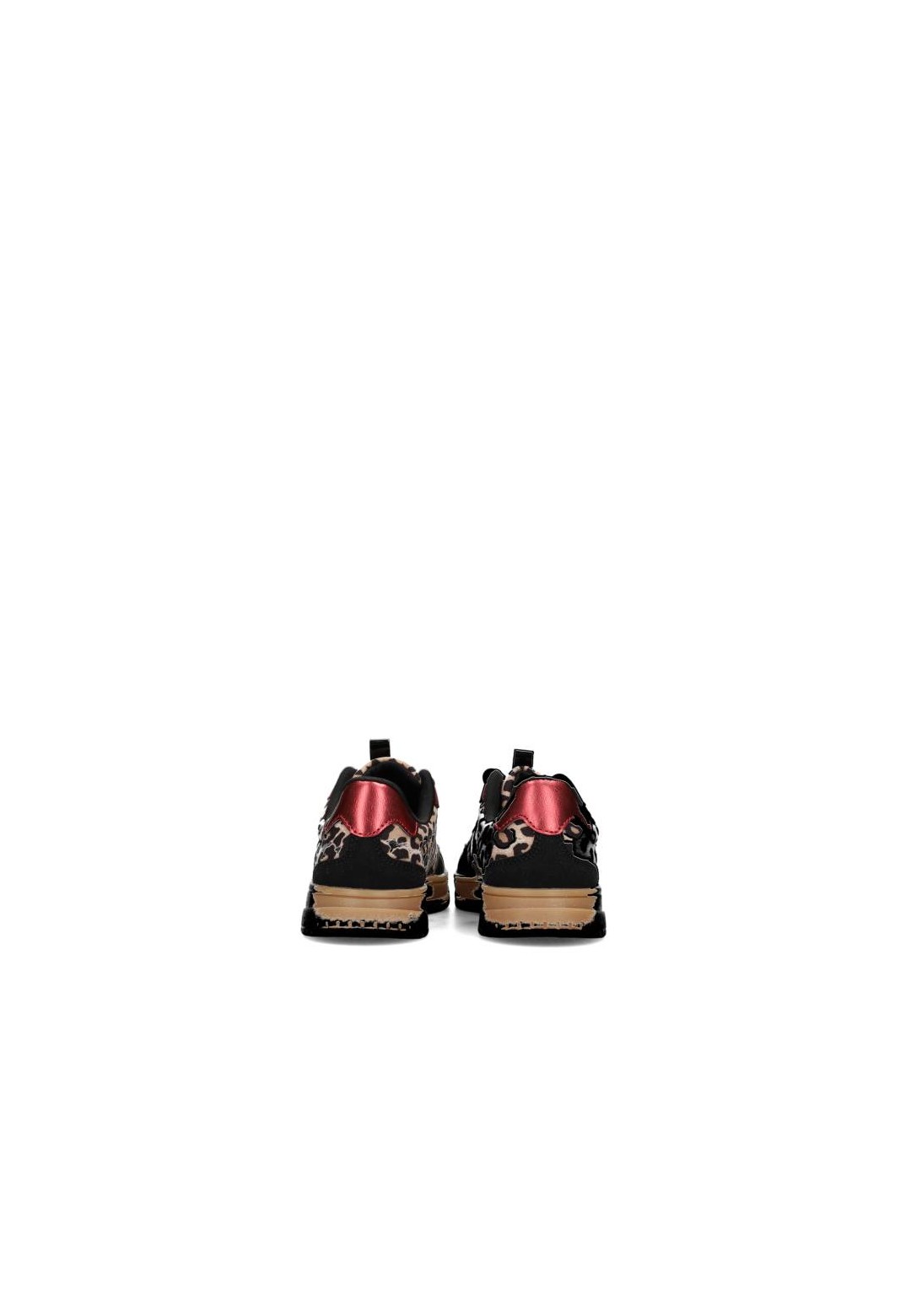 Back view of NALA sneaker with red heel accent