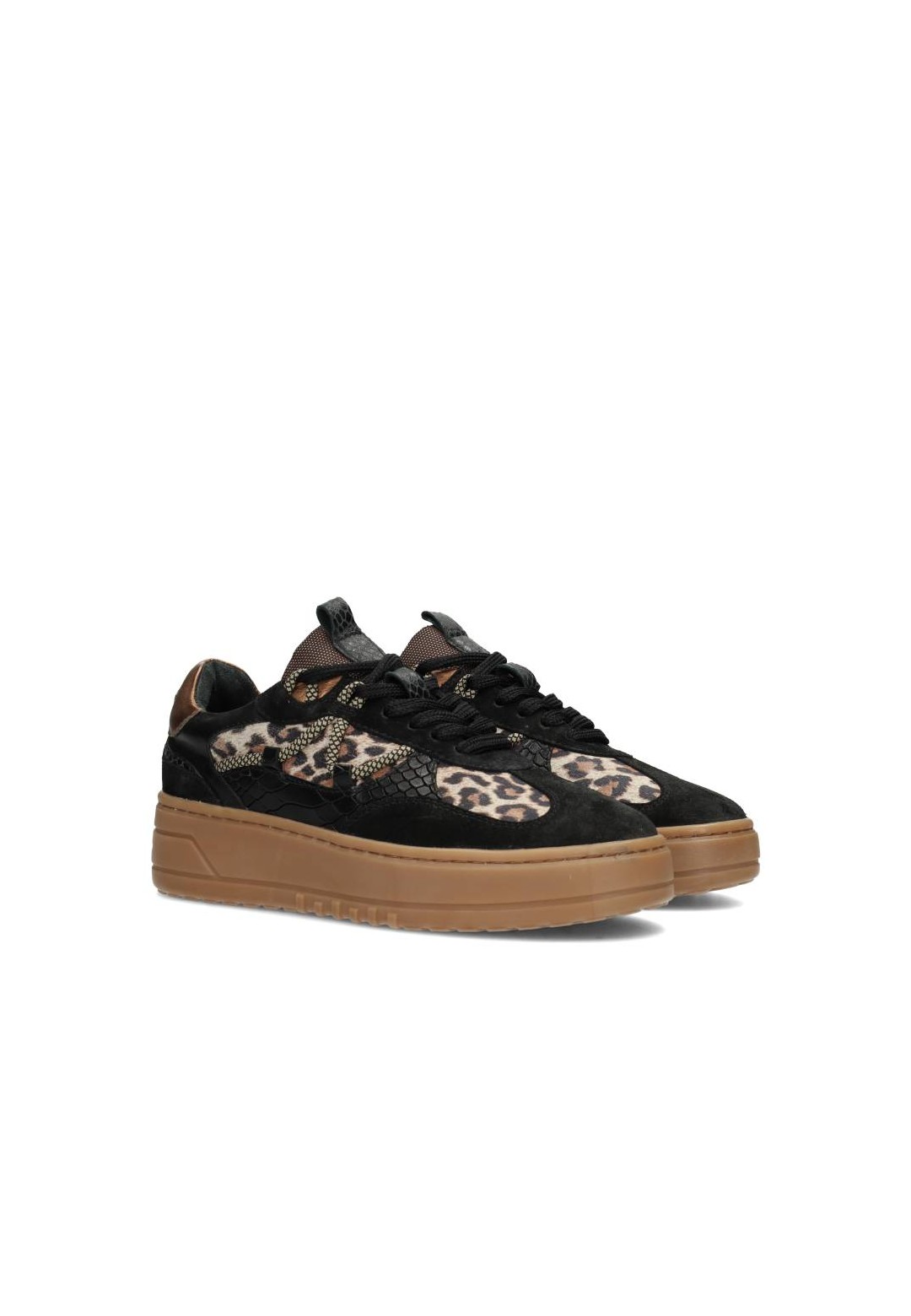 Zwarte ANEMONE sneakers met snake- en panterdetails – stijlvolle damessneakers