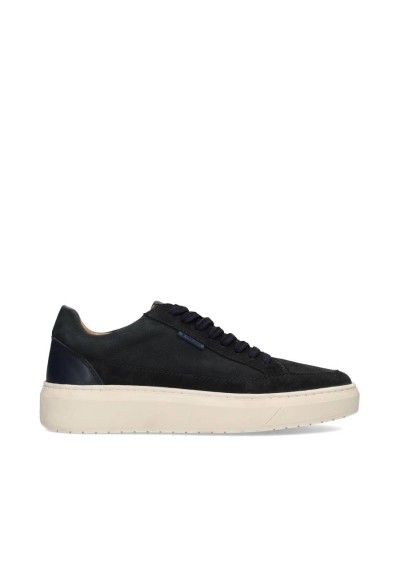 PS Poelman Enzo zwarte suède heren sneaker – zijaanzicht