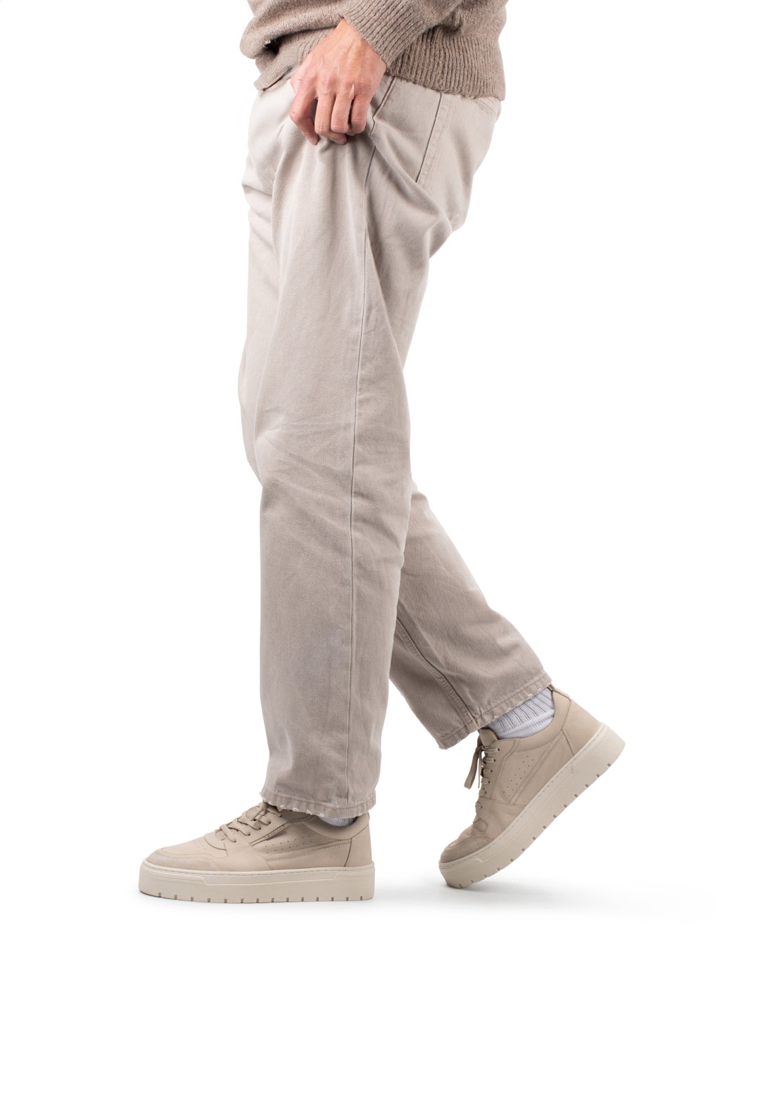 Ivar heren sneakers beige – comfortabele casual schoenen gecombineerd met beige broek