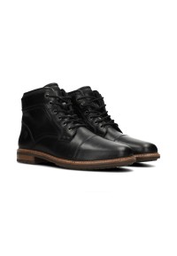 Zwarte leren Joni heren veterschoenen – comfortabele en elegante hoge schoenen