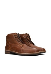 Bruine Joni heren veterschoenen – schuin vooraanzicht van stijlvolle hoge schoenen
