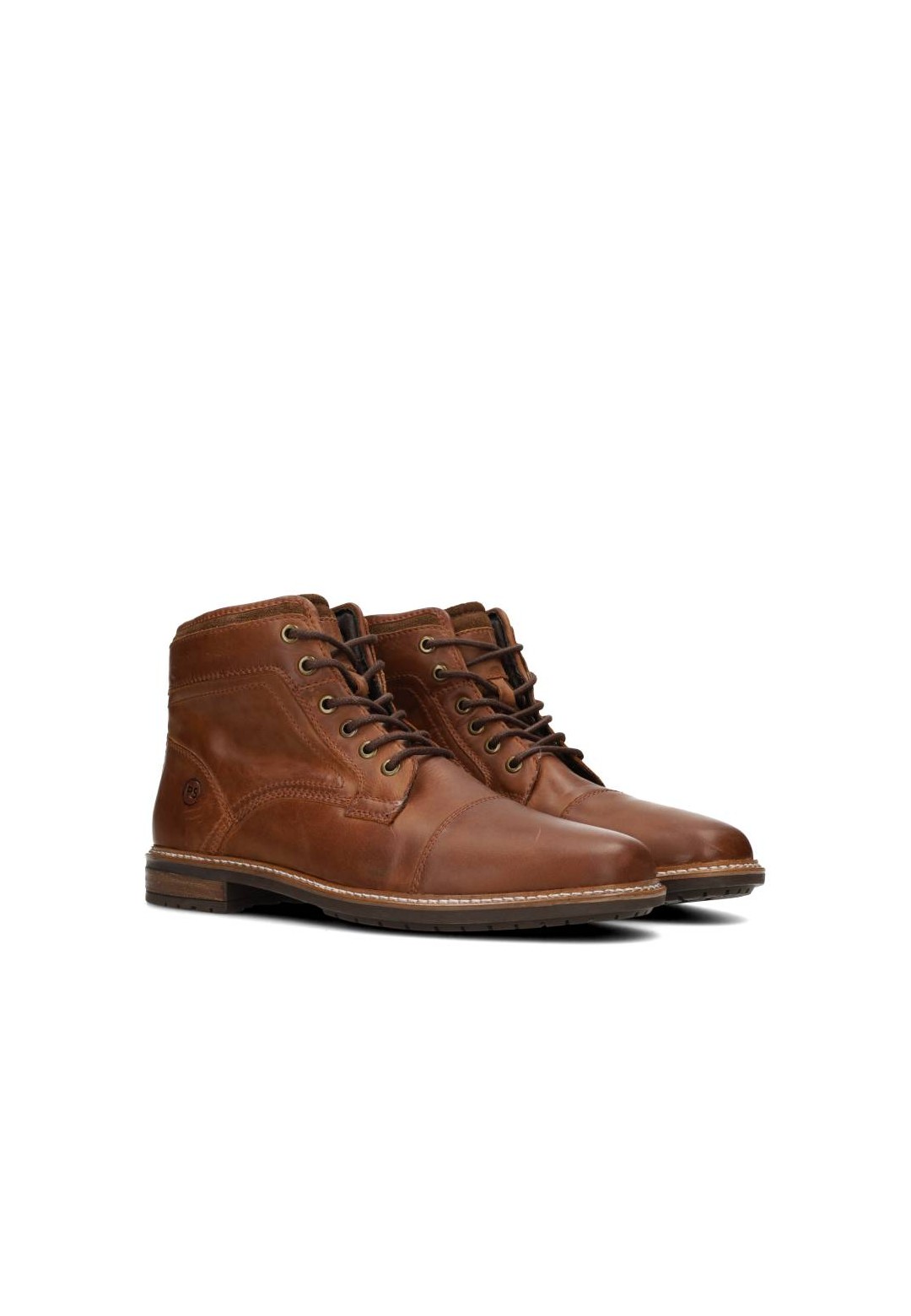 Bruine Joni heren veterschoenen – schuin vooraanzicht van stijlvolle hoge schoenen