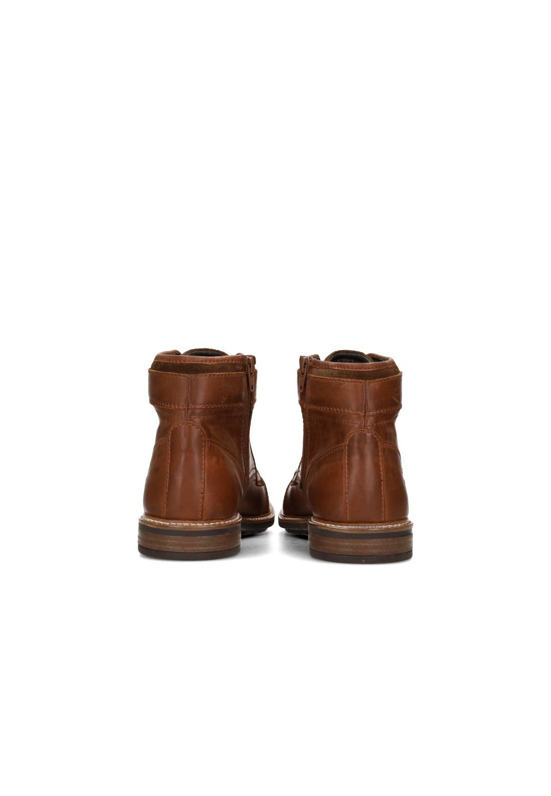 Joni heren veterschoenen bruin leer – achteraanzicht van elegante hoge schoenen