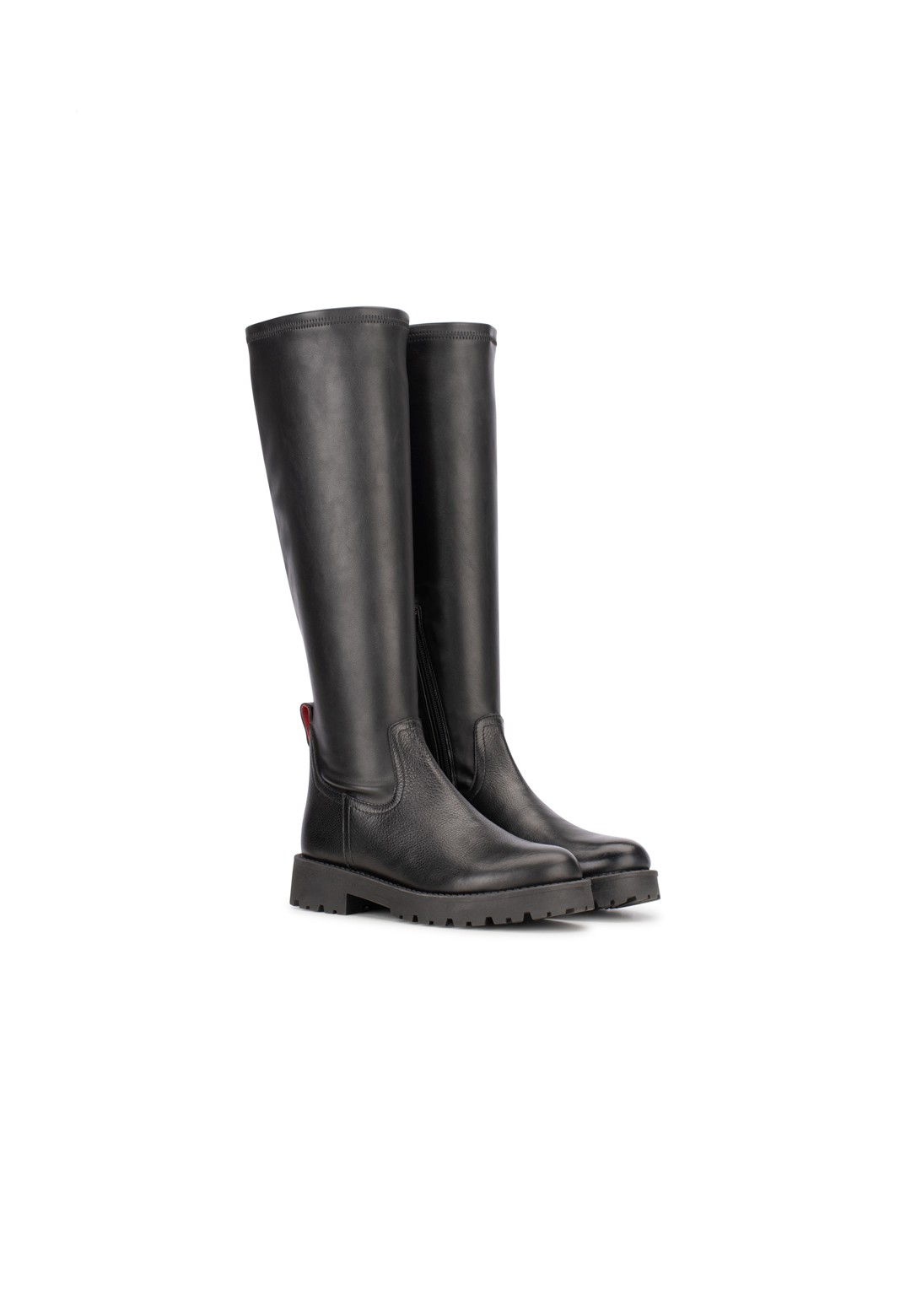 Zwarte leren HABOOB Paris laars met 4 cm hak – schuin vooraanzicht