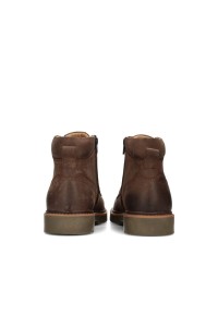 Bruine leren Toni heren veterschoenen – achteraanzicht van hoge schoenen