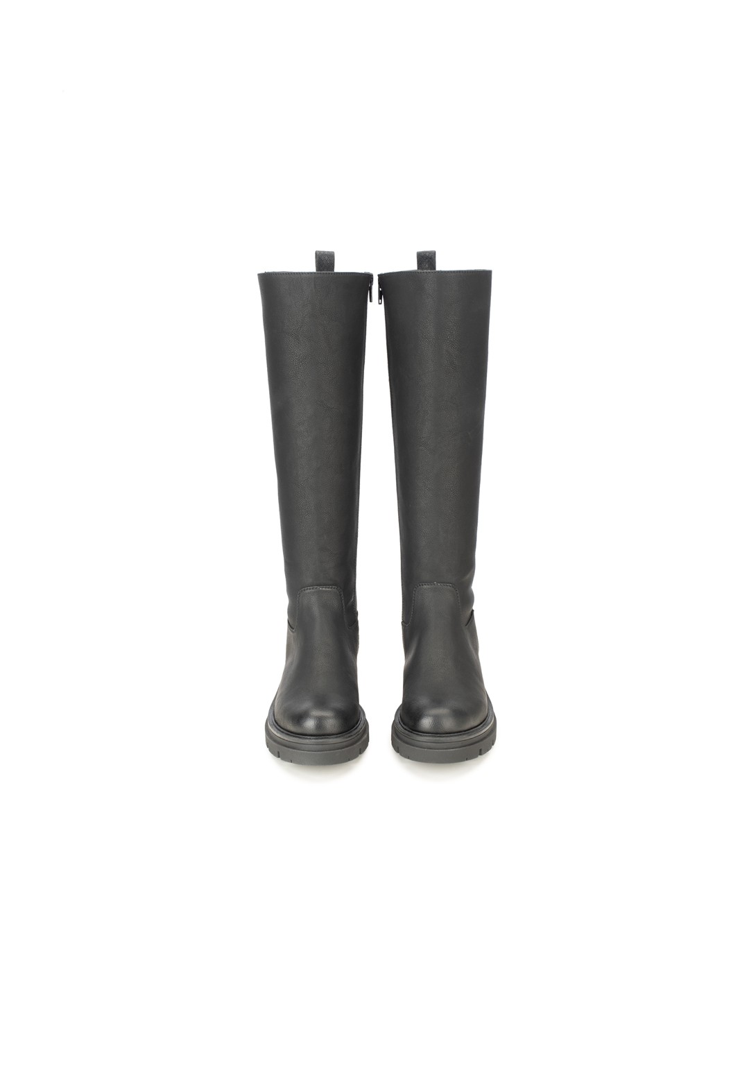 Front view of the JAE boots showing round toe and clean lines