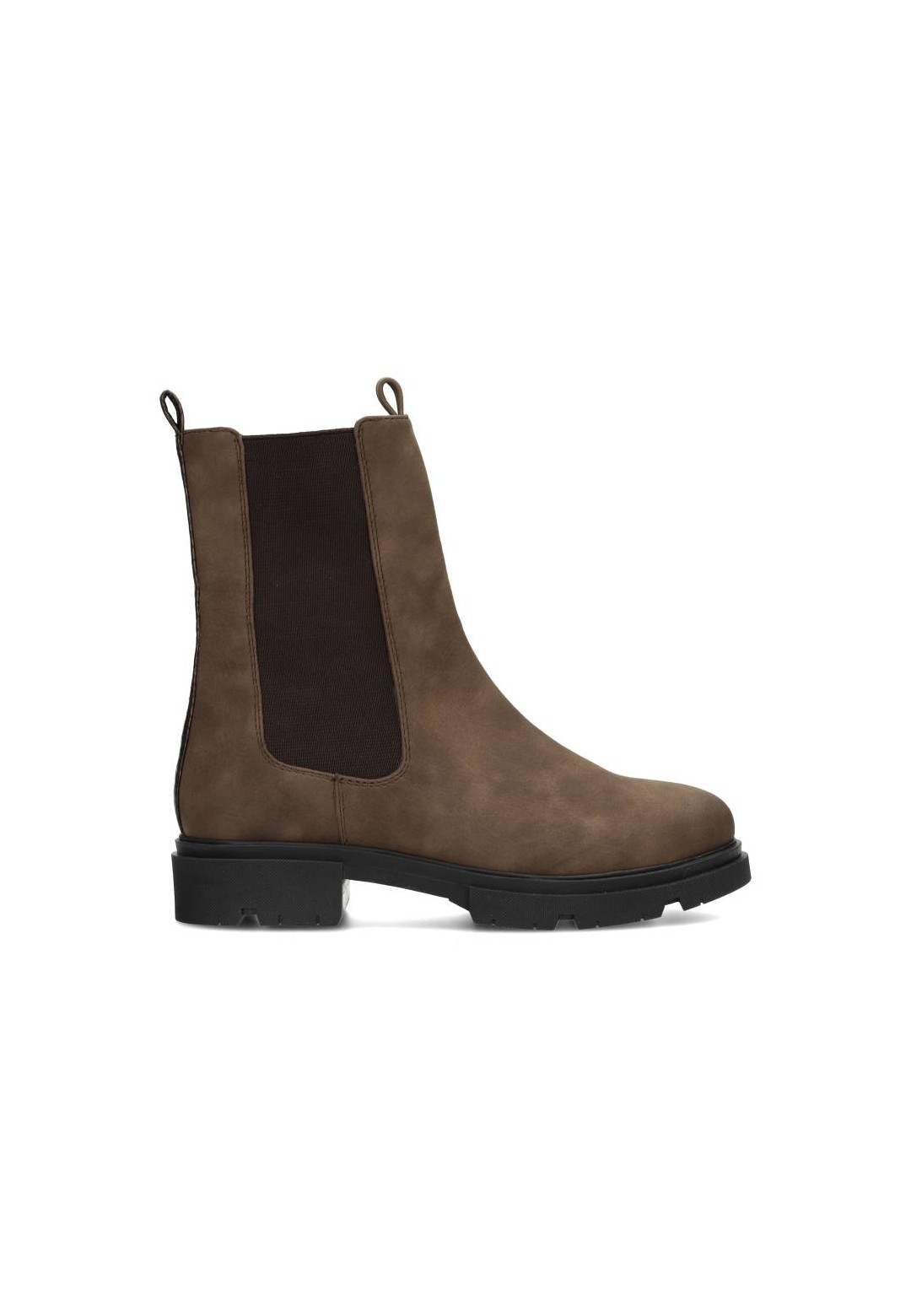 Side view of the SOPHIE Chelsea boot with elastic panel and pull tab