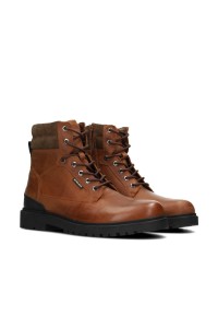 Cognac bruine Toni heren veterschoenen – schuin zijaanzicht van stevige leren schoenen
