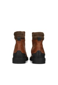 Toni heren veterschoenen cognac bruin leer – achteraanzicht van hoge leren schoenen