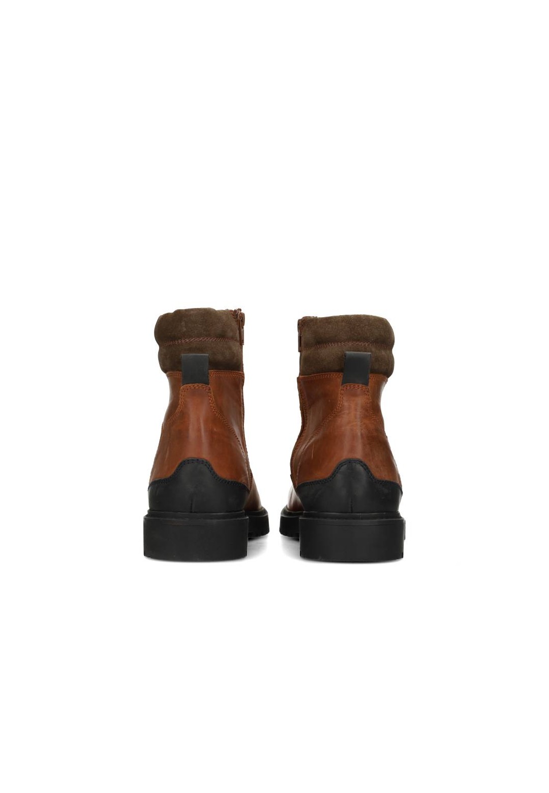 Toni heren veterschoenen cognac bruin leer – achteraanzicht van hoge leren schoenen