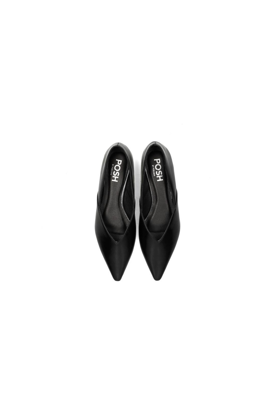 Top view of FELINE ballerina – pointed toe black flat for women